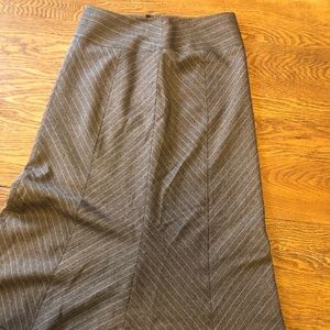 Herringbone Pinstripe Women’s Taupe Midi Skirt, Size Medium